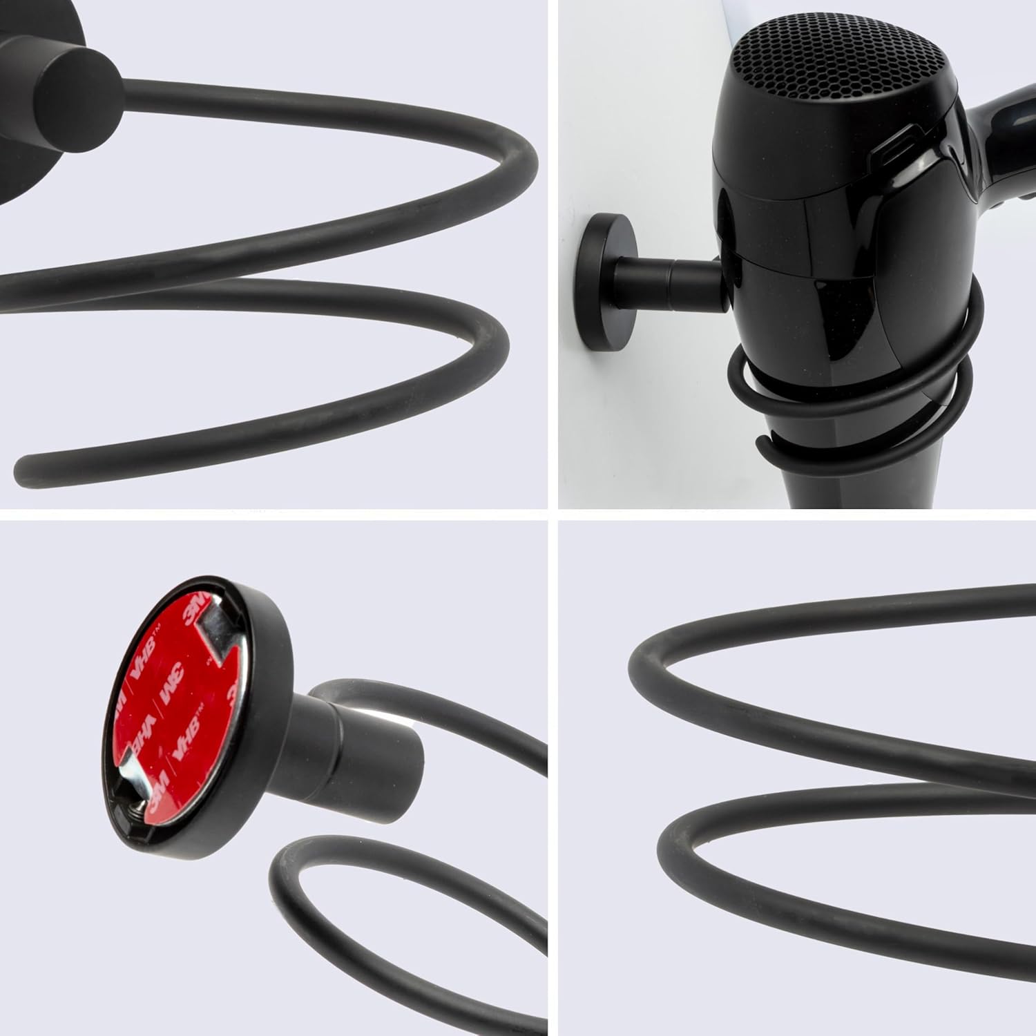 Porte-sèche-cheveux auto-adhésif mural : une solution élégante pour votre salle de bain sans perçage – Image 14