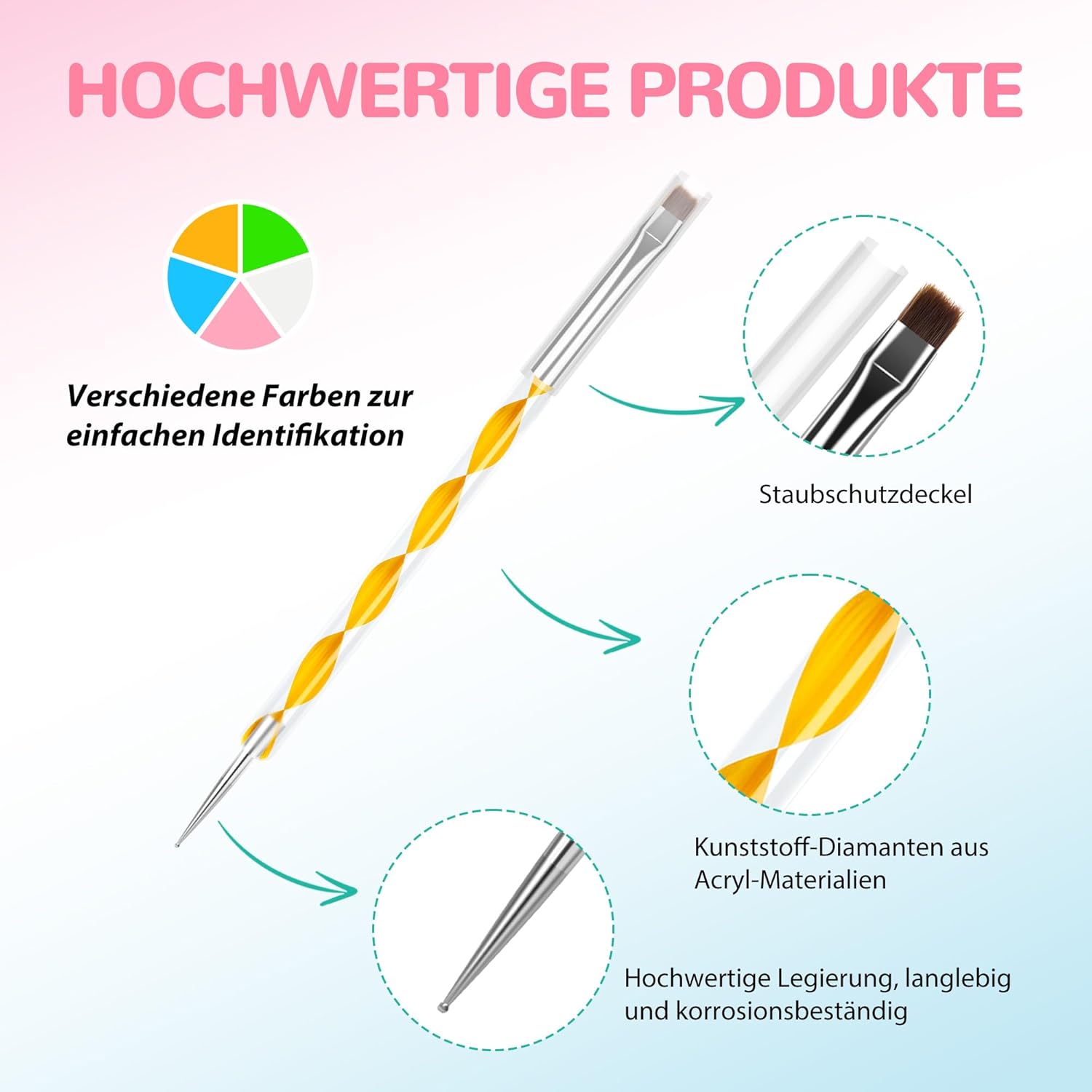 Kit de 6 pinceaux nail art professionnels : l'outil idéal pour les passionnés de manucure créative – Image 7