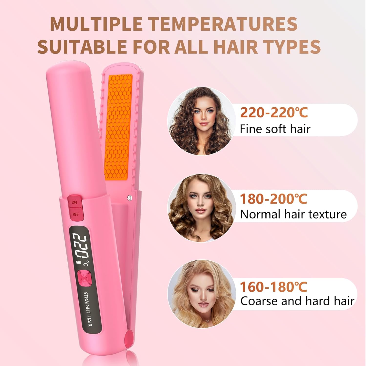 Fer à lisser sans fil : lisseur boucleur 2 en 1 portable pour des cheveux impeccables en voyage – Image 2