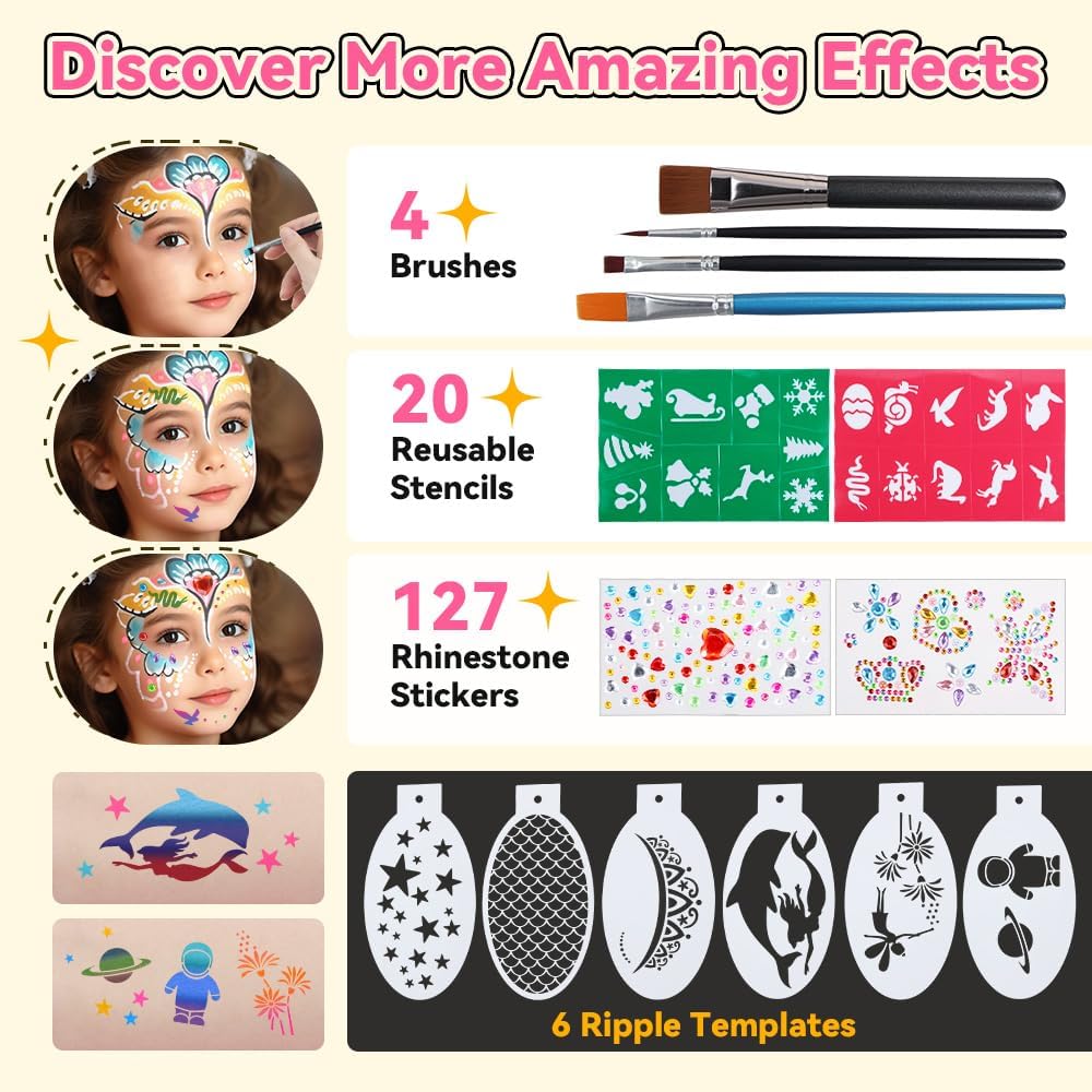 Palette de maquillage pour enfant : 26 couleurs vibrantes pour des fêtes inoubliables comme le carnaval, Halloween et Noël – Image 4