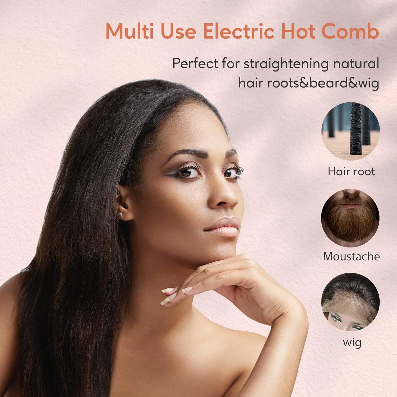 Peigne chauffant pour perruques : lissage parfait des cheveux afro et de la barbe avec température réglable – Image 5