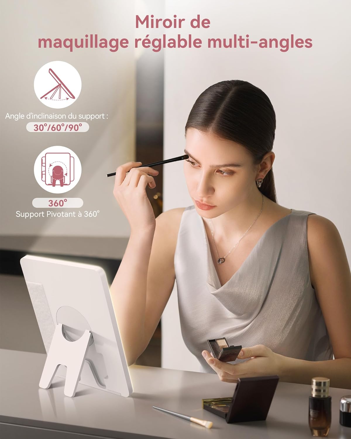 Trousse de maquillage pour les passionnées de beauté : un miroir LED et des compartiments réglables pour un rangement optimal – Image 3