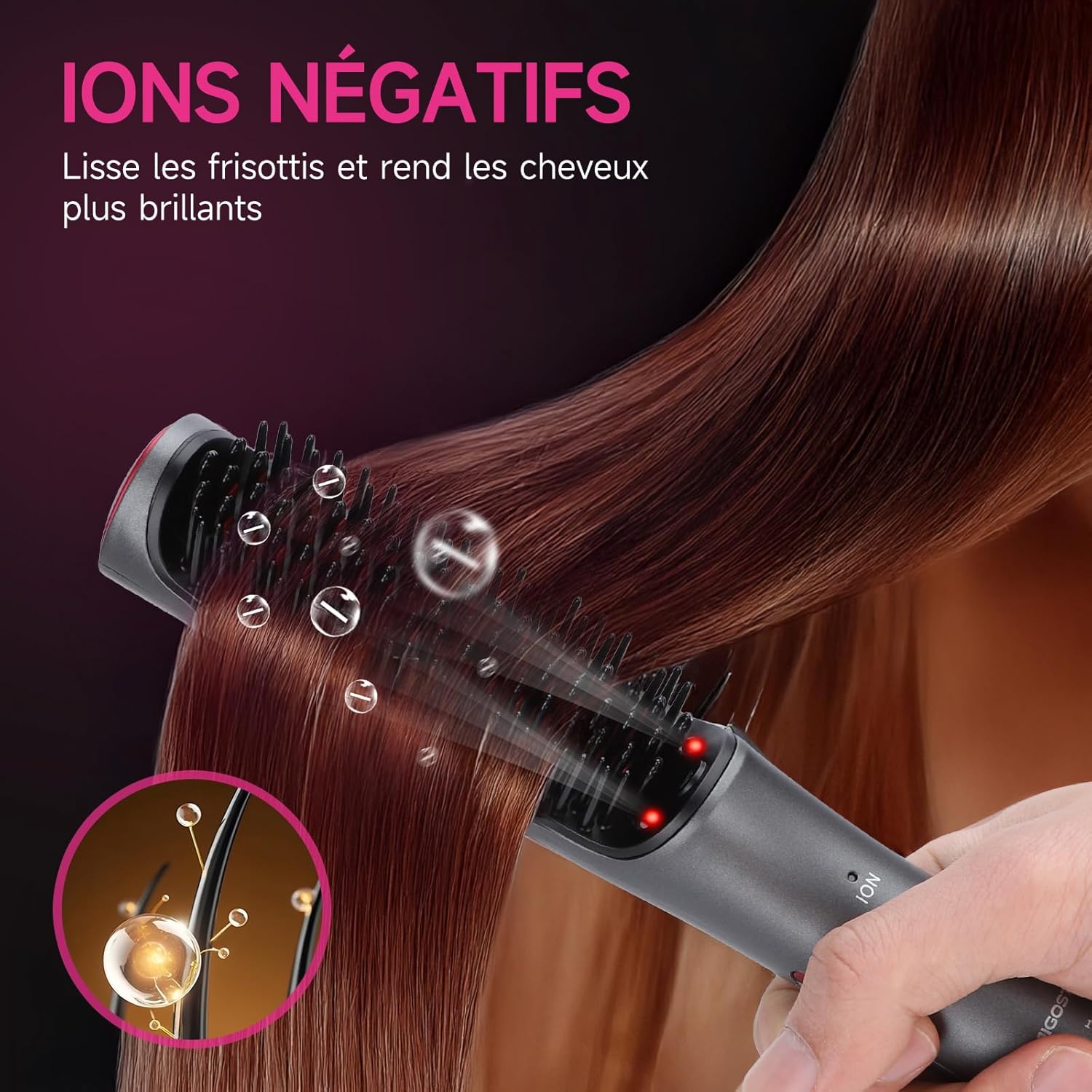 Brosse lissante ionique professionnelle : pour des cheveux soyeux et sans frisottis en un clin d'œil – Image 4