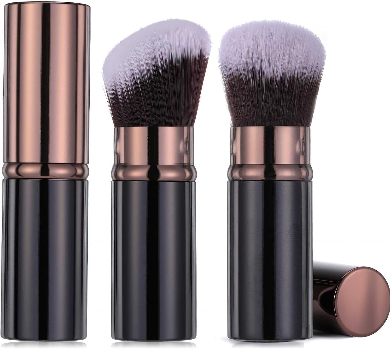 Pinceaux de maquillage rétractables Kabuki : lot de 2 pour les voyages, parfaits pour un teint impeccable