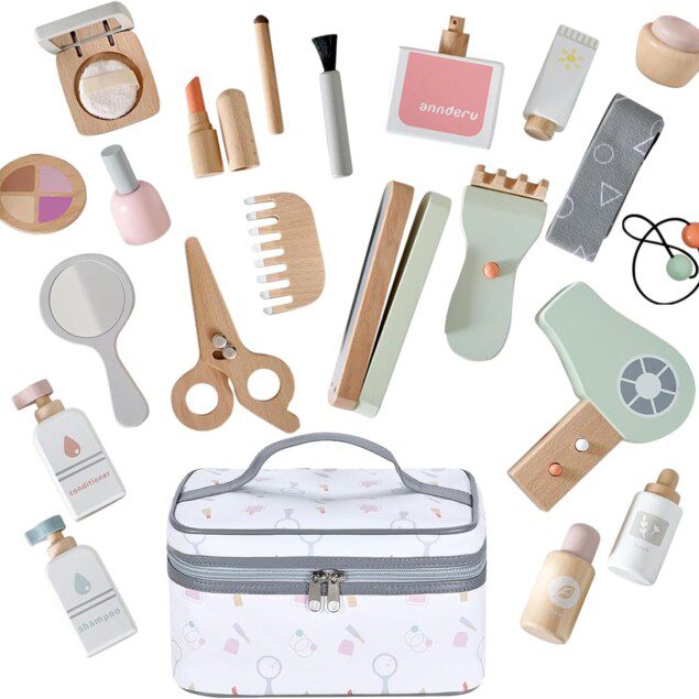Maquillage enfant en bois : jeu de rôle coiffeur pour les petites filles, un kit beauté créatif et ludique à offrir dès 3 ans