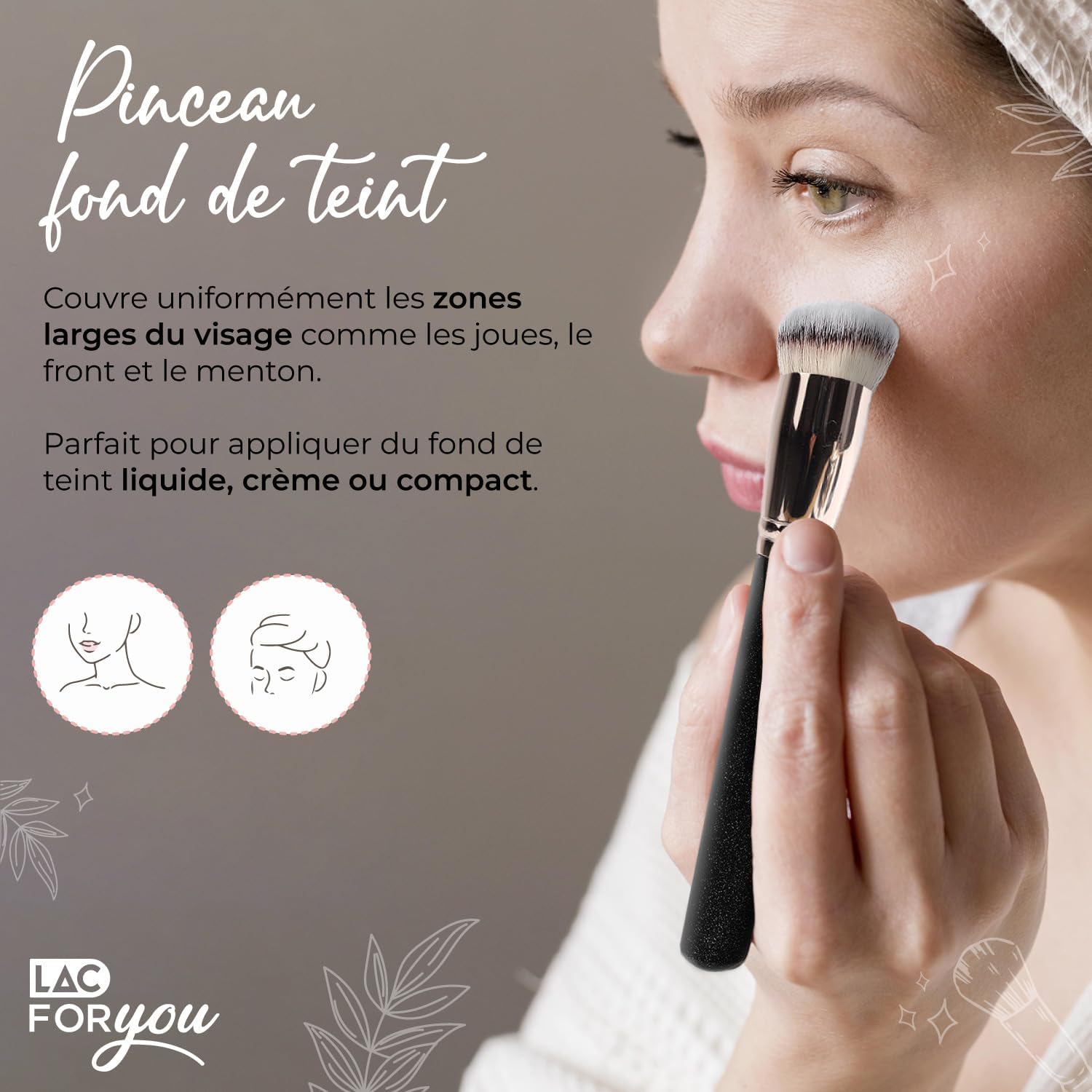 Pinceaux de maquillage professionnels : set 2 pièces pour un teint parfait Découvrez le pinceau fond de teint oblique et le pinceau anti-cernes yeux, adaptés aux passionnées de maquillage recherchant un fini impeccable grâce à des poils denses et un manche cylindrique ergonomique. – Image 5