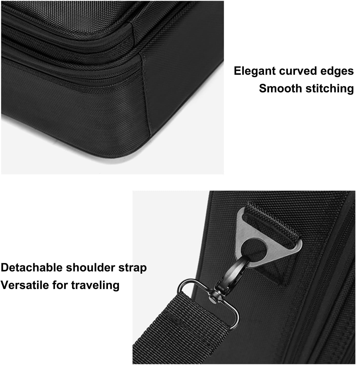 Trousse de maquillage de grande capacité : le sac parfait pour les professionnels de la beauté Découvrez la trousse de maquillage élégante de 34*23*12 cm, idéale pour les ongliers et les maquilleurs, avec ses séparateurs et sangles réglables pour une organisation optimale de vos produits de beauté. – Image 6