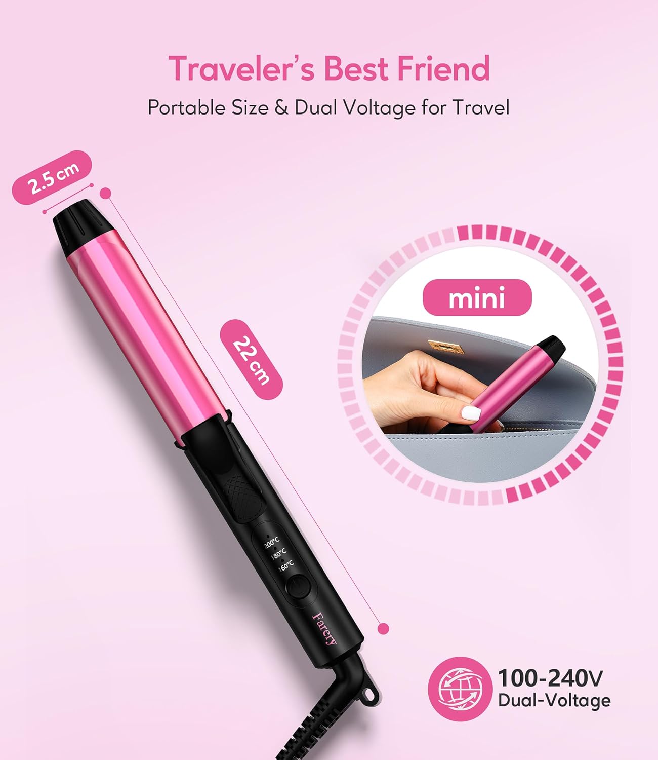 Fer à boucler 25 mm pour cheveux courts : créez des boucles sublimes avec notre mini fer à friser céramique, infusion de kératine et d'huile d'argan – Image 2