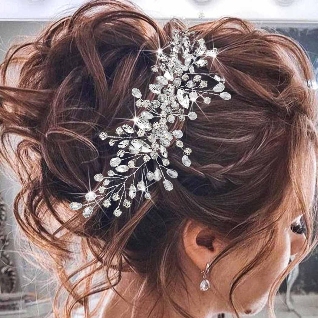 Peigne à cheveux de mariage en argent : accessoires en strass pour sublimer votre coiffure – Image 3