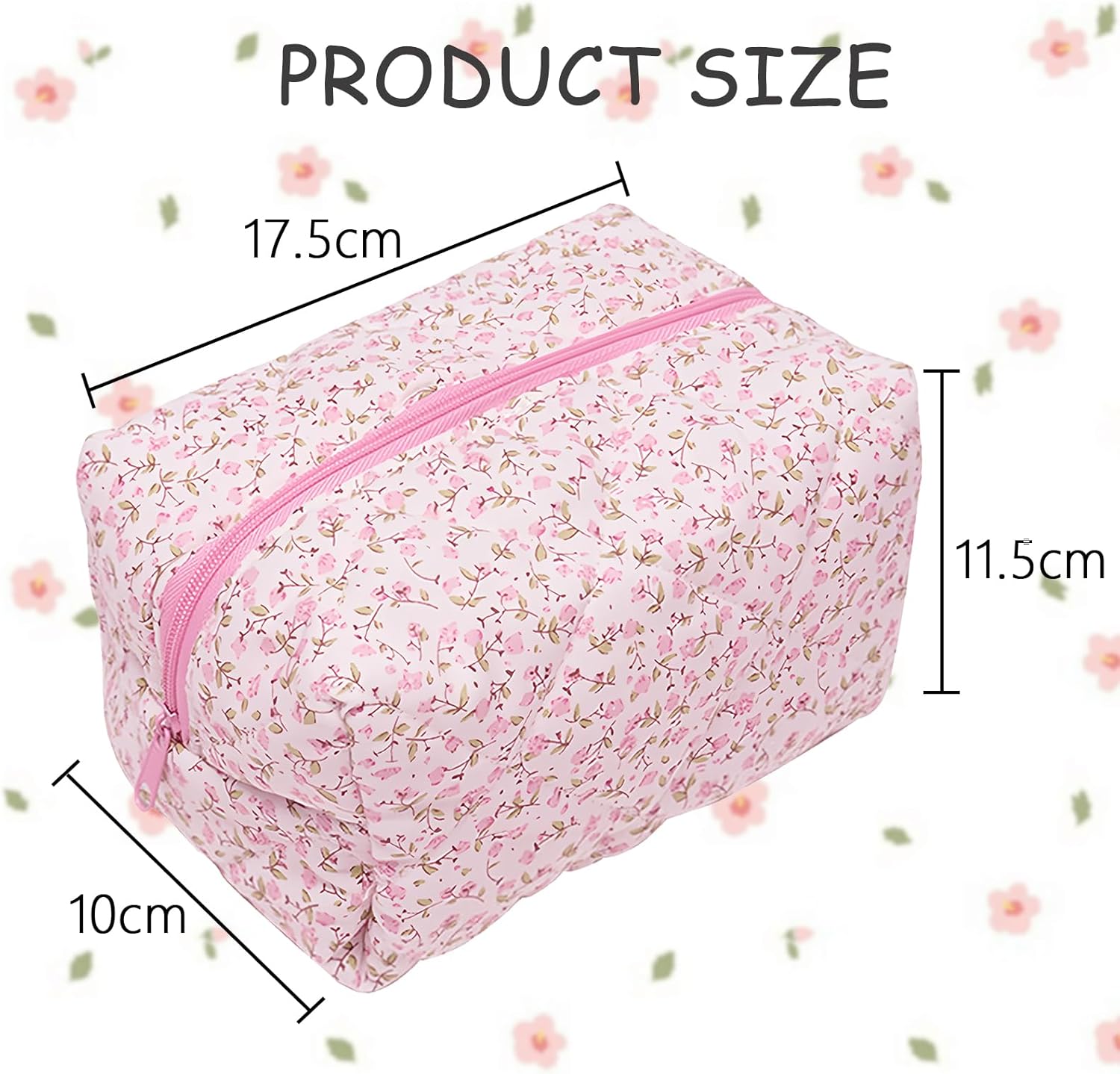 Trousse de maquillage matelassée : grande capacité et style floral pour femmes et filles en voyage – Image 2