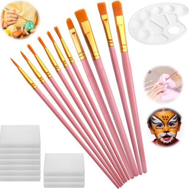 Pinceaux de peinture acrylique : set complet pour artistes et enfants, idéal pour le maquillage de théâtre et le carnaval