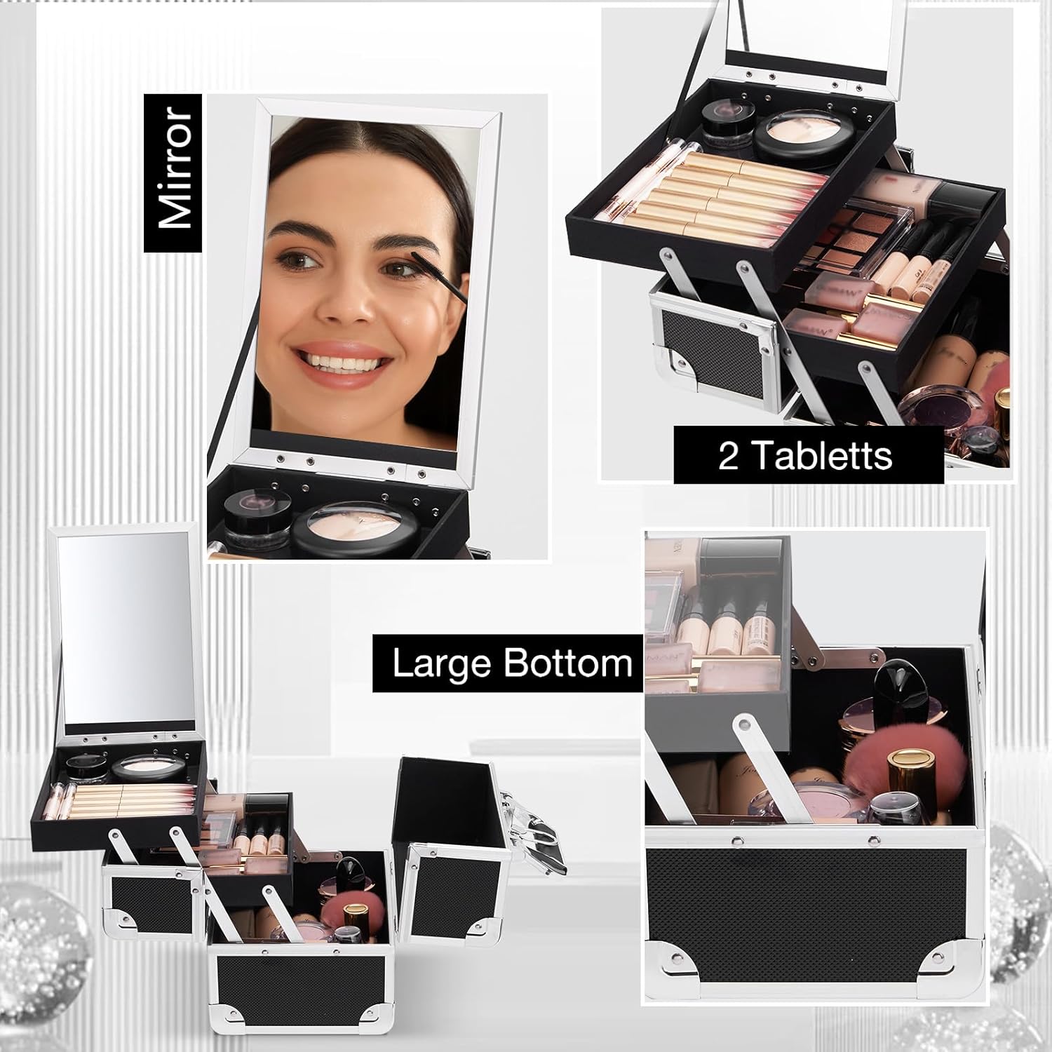 Organisateur de maquillage élégant : mallette de rangement pour femmes, idéale pour le voyage et la beauté – Image 3
