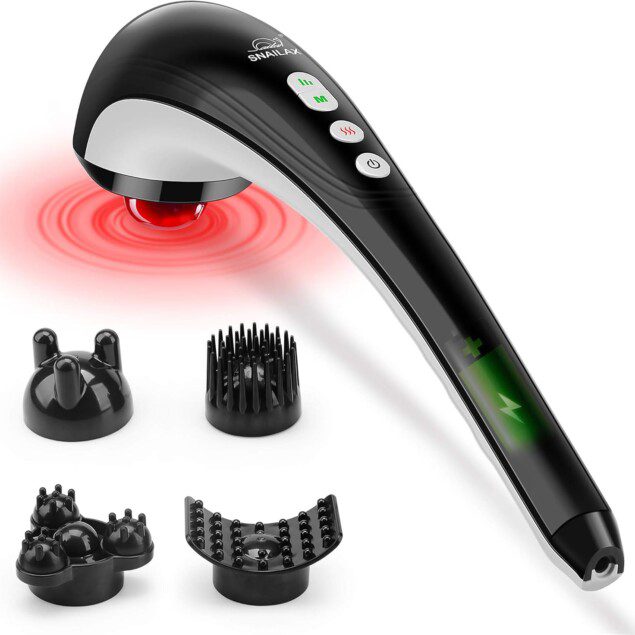 Appareil de massage électrique sans fil : soulagement des douleurs dorsales pour hommes et femmes   Profitez d'un massage par percussion rechargeable avec chaleur, idéal à la maison ou en déplacement
