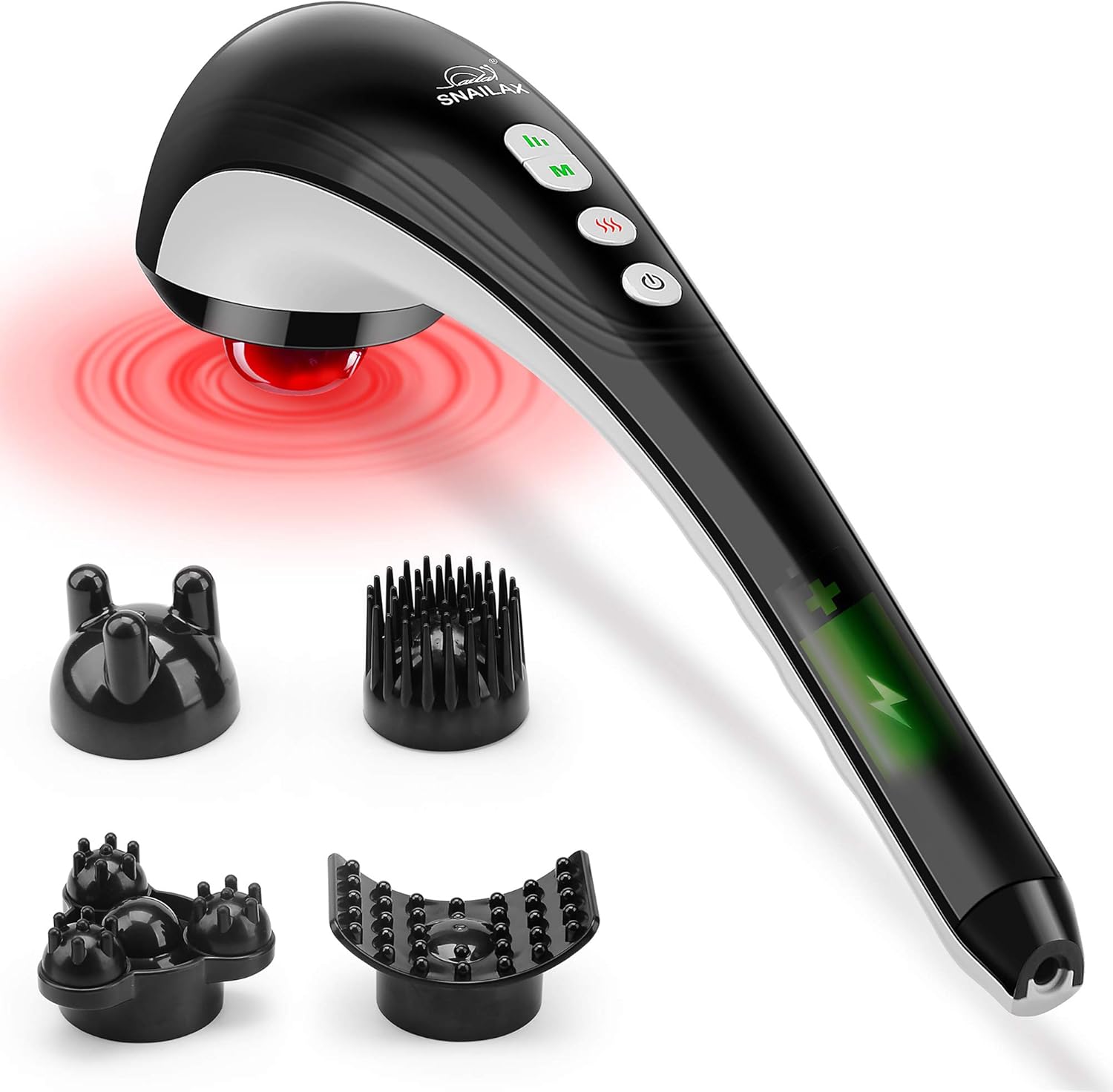 Appareil de massage électrique sans fil : soulagement des douleurs dorsales pour hommes et femmes   Profitez d'un massage par percussion rechargeable avec chaleur, idéal à la maison ou en déplacement