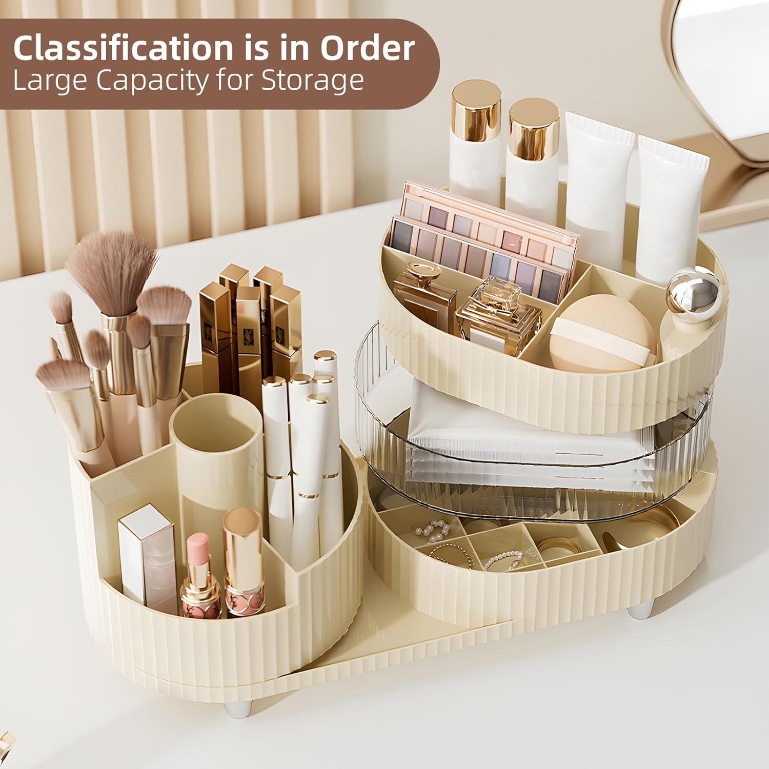 Organisateur de maquillage rotatif 360 degrés : un rangement multifonctionnel pour les passionnées de beauté – Image 4
