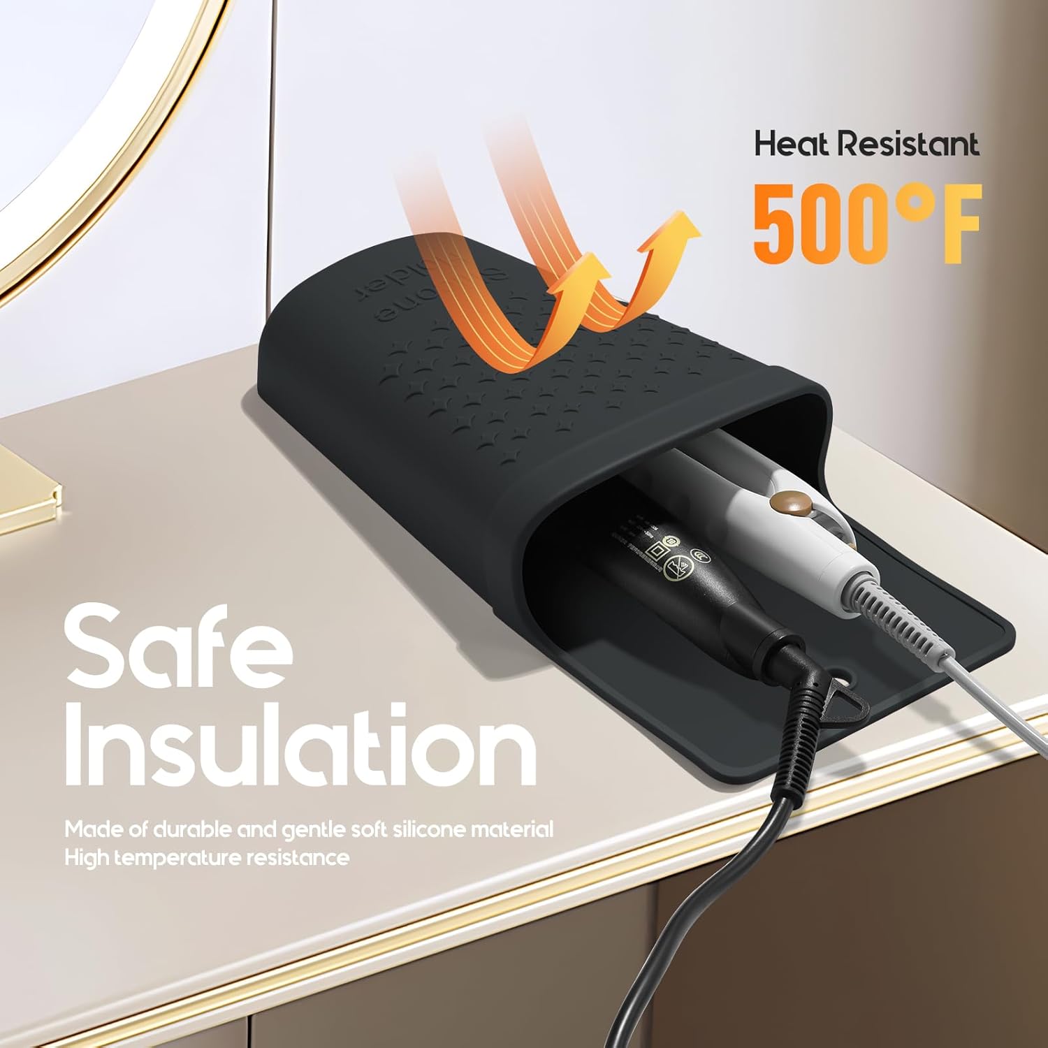 Support en silicone résistant à la chaleur : l'accessoire idéal pour coiffeuses professionnelles Optimisez votre espace de travail avec ce support pratique pour fers plats et fers à friser, alliant sécurité et élégance. – Image 2