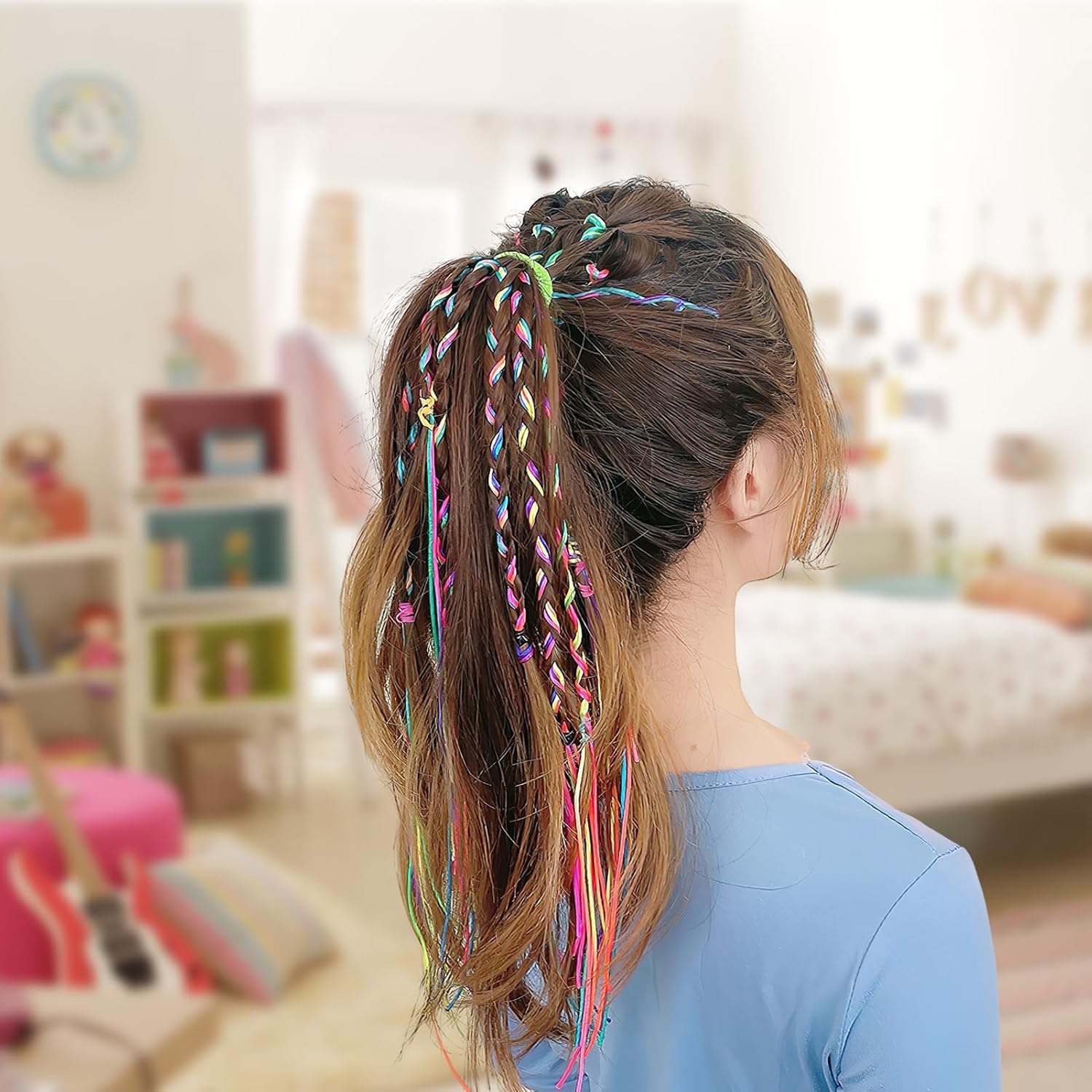Cordes de cheveux colorées : 30 accessoires arc-en-ciel pour femmes et filles, idéaux pour vos tresses et vos fêtes – Image 5