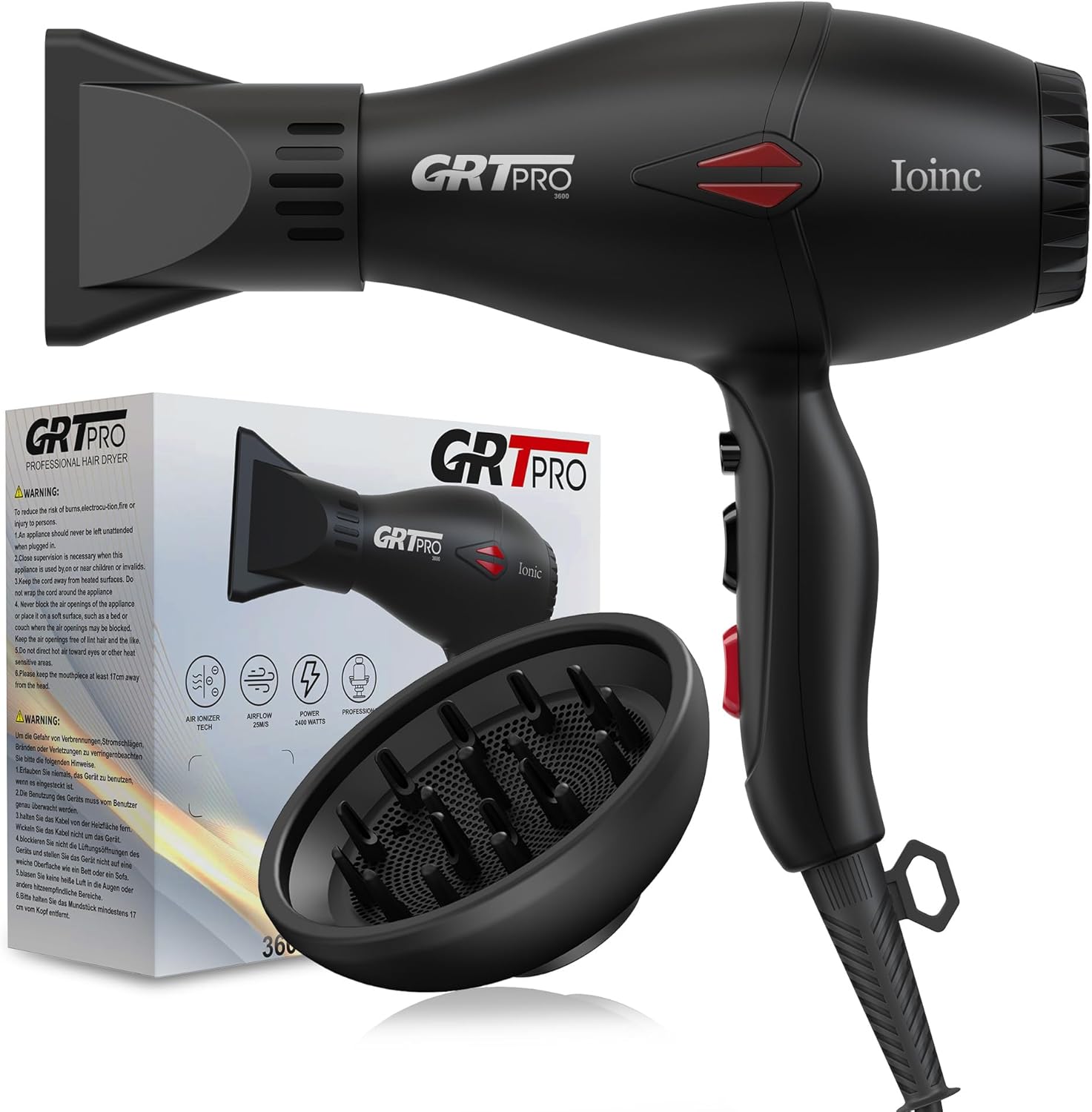 Sèche-cheveux professionnel 2400W : performance et douceur pour toute la famille