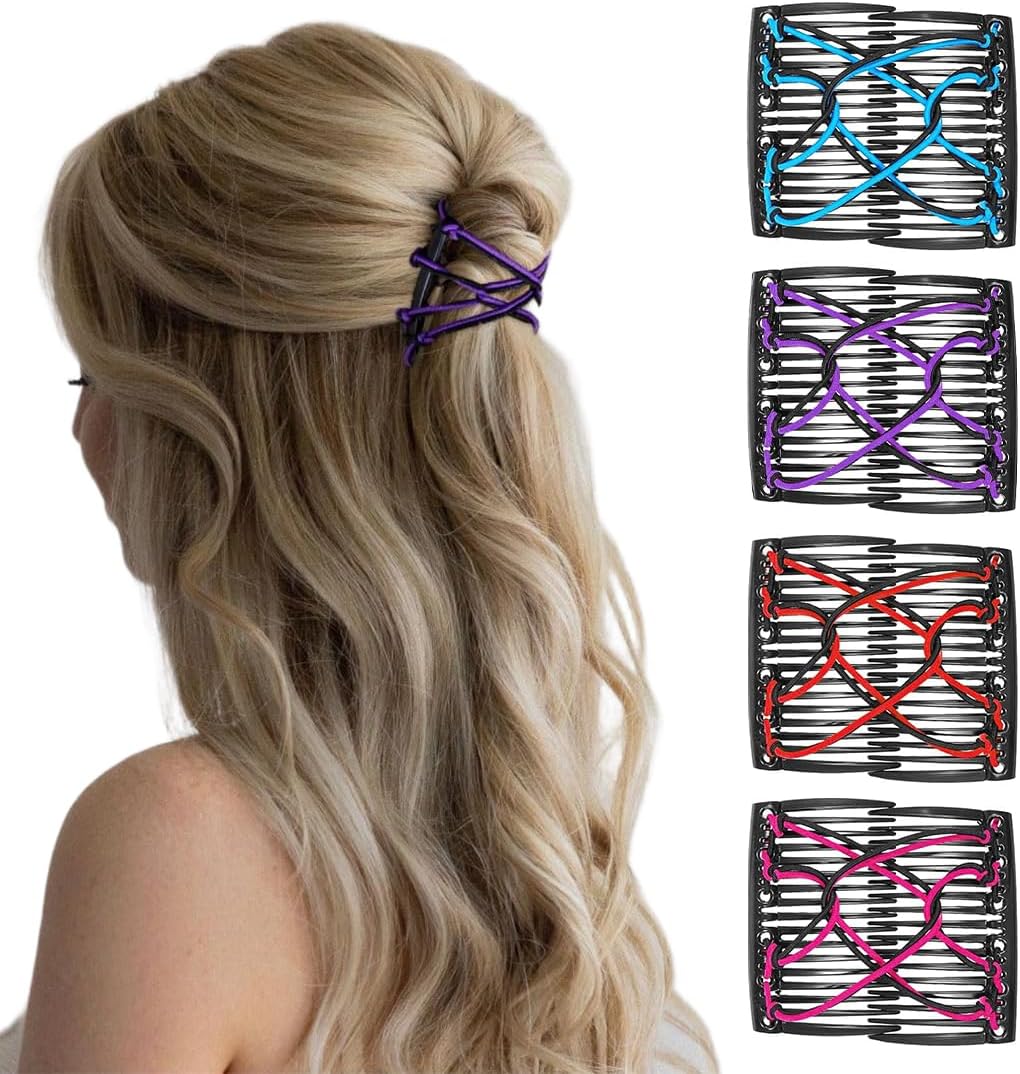 Peigne magique : 4 peignes en plastique réglables pour chignons élégants des cheveux bouclés et ondulés