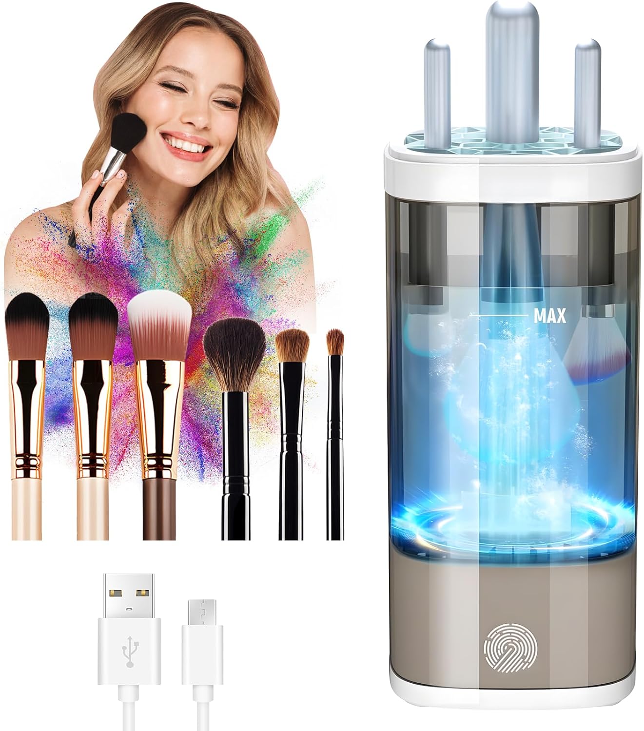 Nettoyant électrique pour pinceaux de maquillage : lavage rapide et automatique pour toutes vos brosses