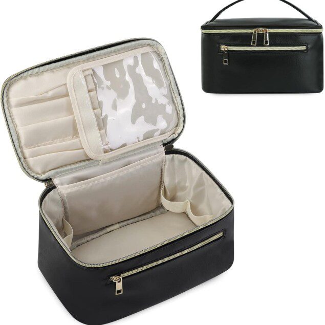Trousse de maquillage pour femme : grande capacité et sac à brosse en cuir végétalien, idéale pour vos voyages nocturnes