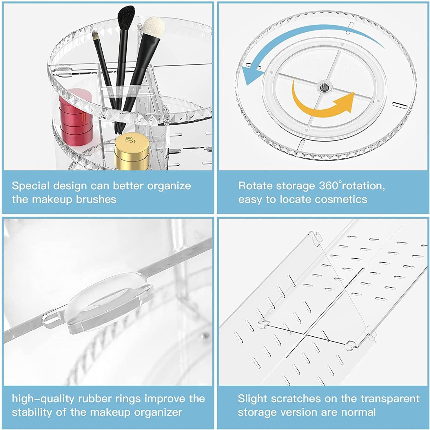 Organiseur de maquillage rotatif à 360° : l'allié parfait pour les passionnées de beauté Découvrez un organisateur de beauté élégant en cristal, conçu pour optimiser le rangement de vos cosmétiques et parfums tout en ajoutant une touche de sophistication à votre espace. – Image 3