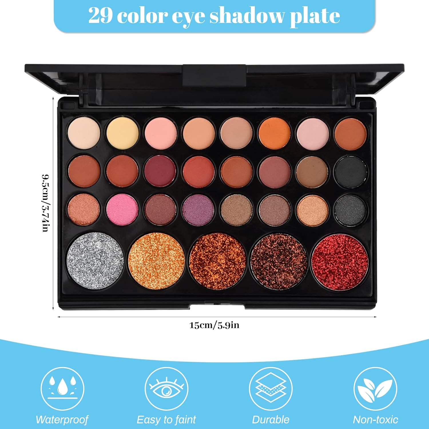 Palette de fards à paupières ultra pigmentée : 29 couleurs éclatantes pour un maquillage des yeux éblouissant – Image 2