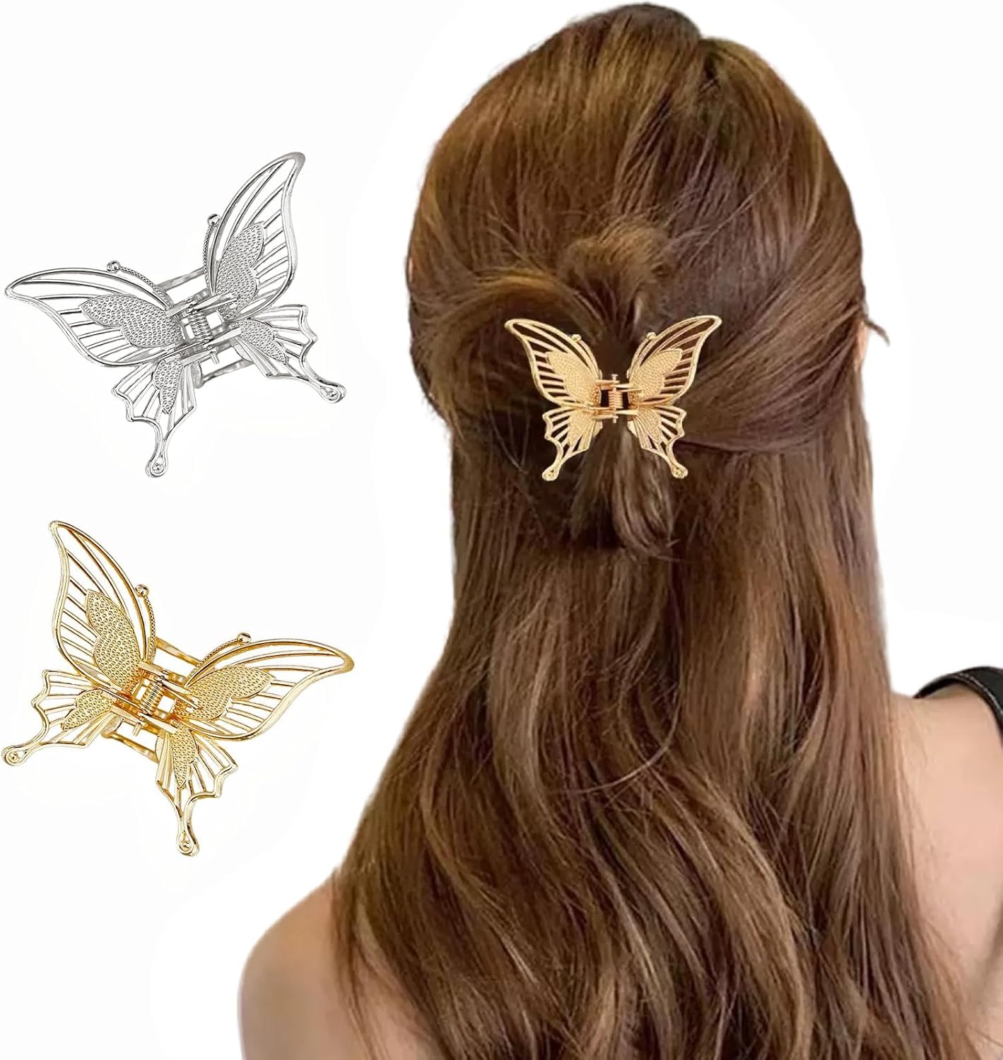 Petites pinces à cheveux en métal en forme de papillon : l'élégance dorée et argentée pour sublimer votre coiffure