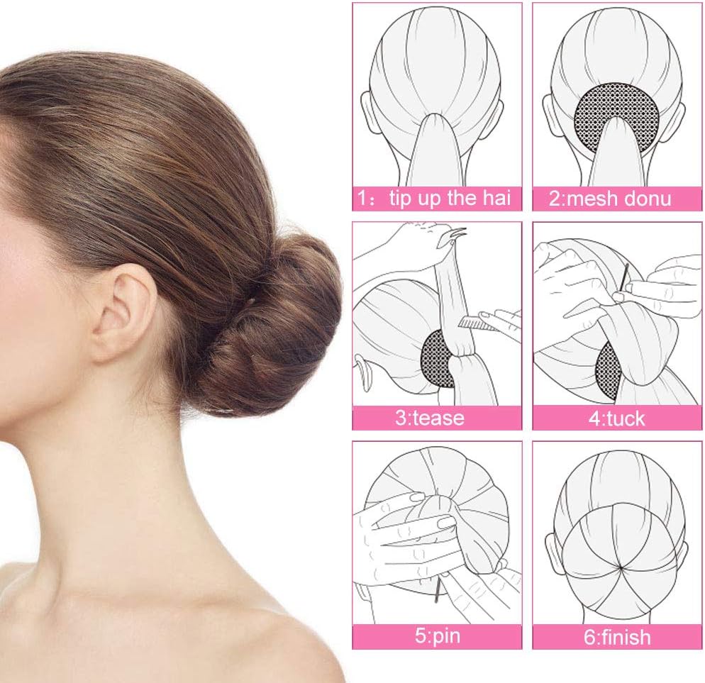 Chignons magiques : accessoires de coiffure pour femmes et danseuses avec 10 PCS de donut et 20 épingles – Image 4