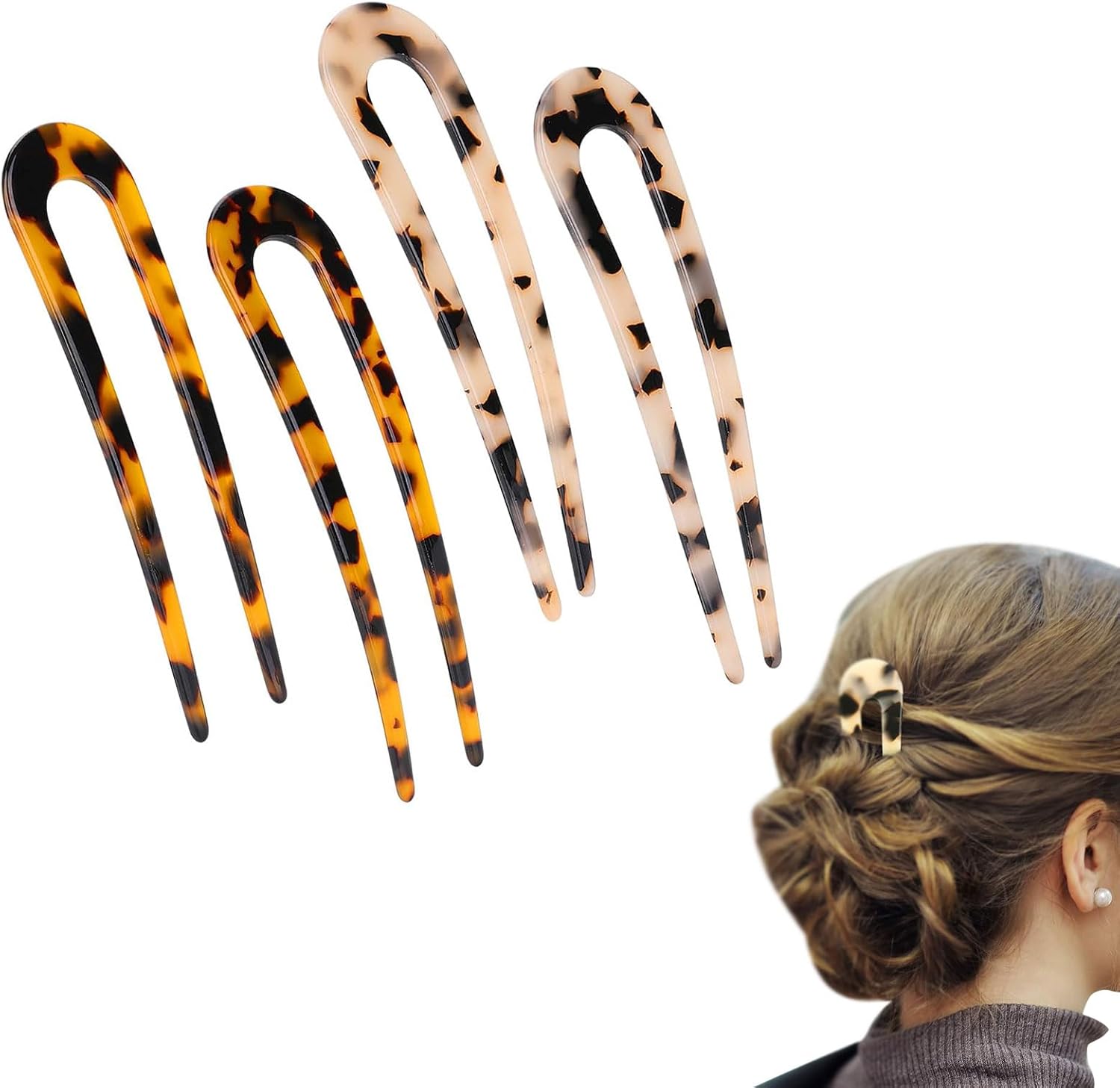 Épingles à cheveux U en écaille de tortue : l'accessoire idéal pour un chignon élégant et sophistiqué pour femmes et filles