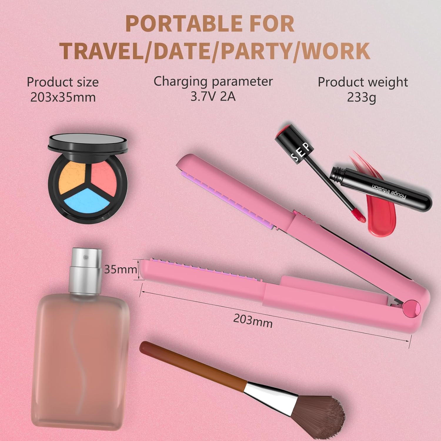 Fer à lisser sans fil : lisseur boucleur 2 en 1 portable pour des cheveux impeccables en voyage – Image 7