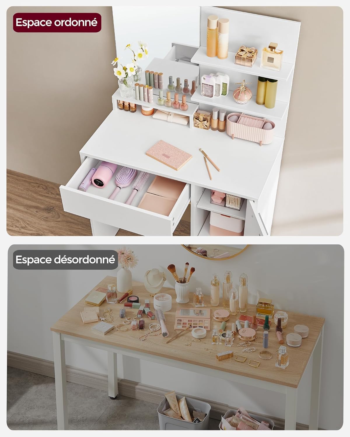 Coiffeuse moderne avec miroir : un coin beauté élégant pour les passionnées de maquillage – Image 4