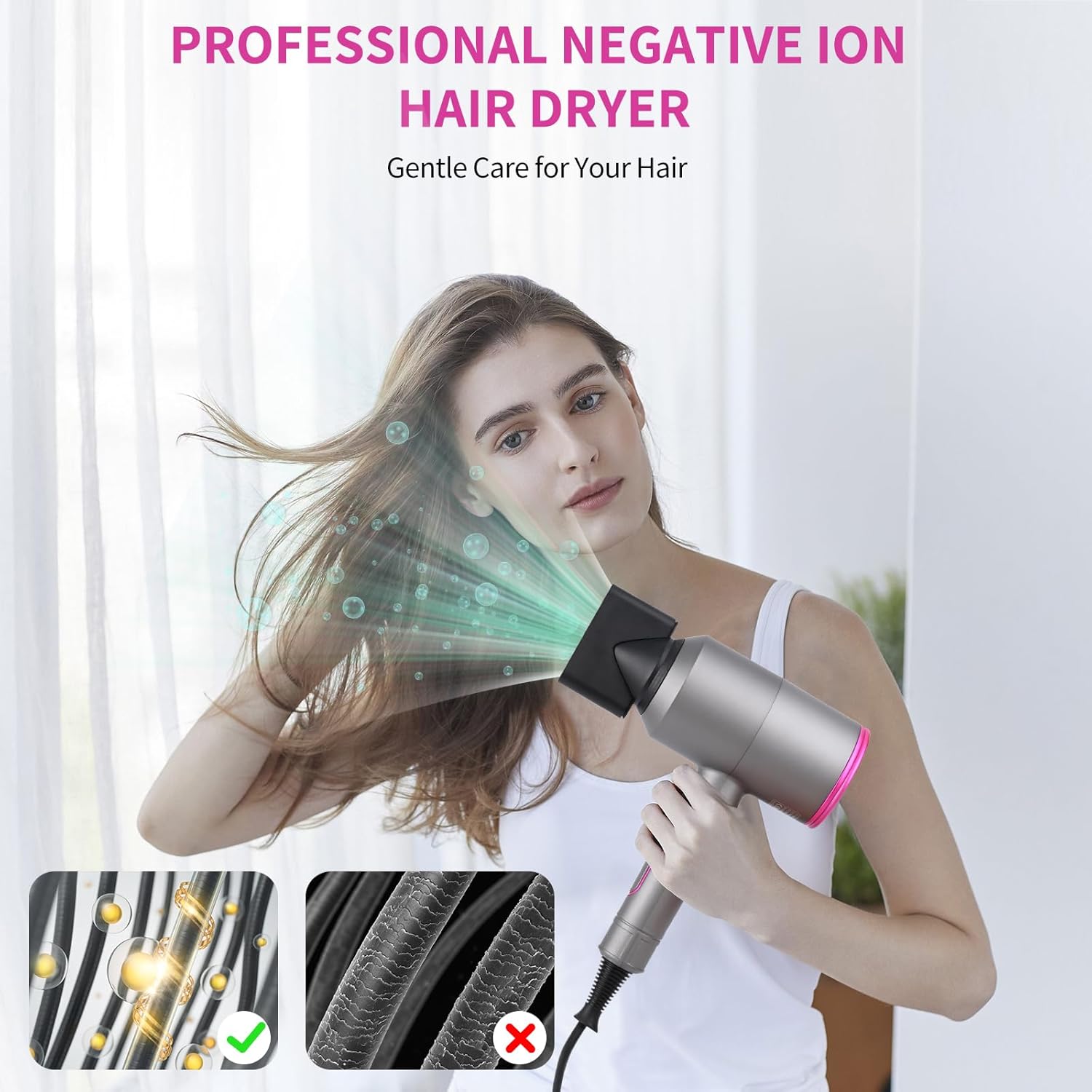 Sèche-cheveux professionnel 2000W : séchage rapide et polyvalent pour toute la famille – Image 5