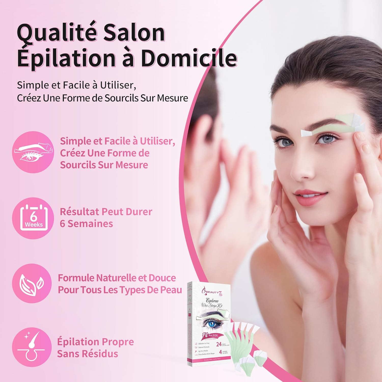 Bandes de cire froide dépilatoire pour sourcils et lèvre : épilation douce et efficace pour peaux sensibles – Image 5