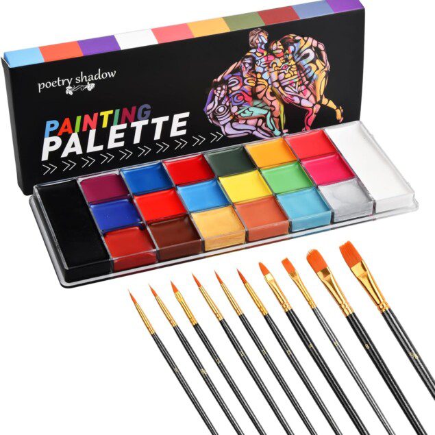 Peinture corporelle : 20 couleurs pour enfants et adultes, idéale pour le carnaval, Halloween et les soirées à thème