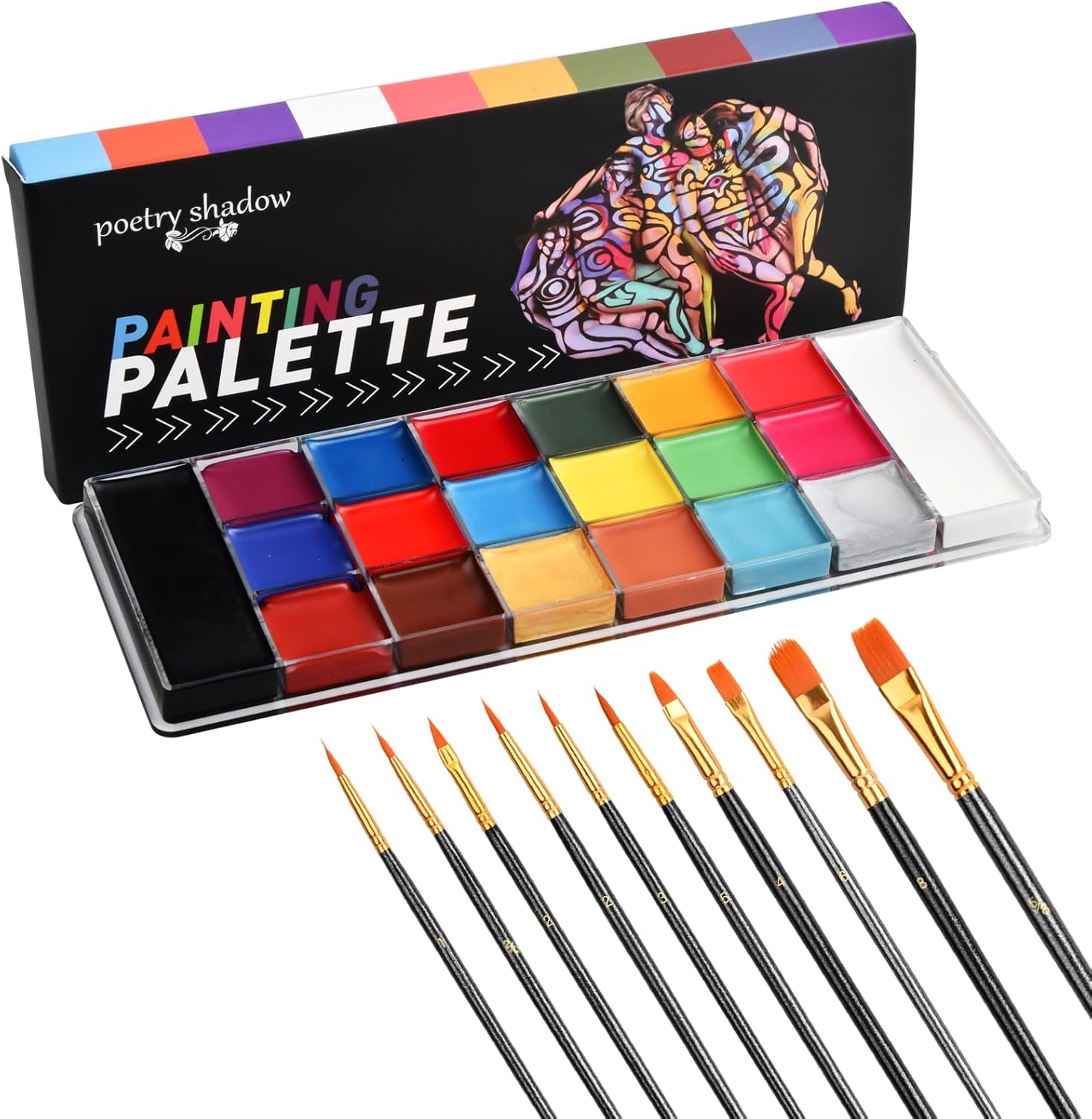 Peinture corporelle : 20 couleurs pour enfants et adultes, idéale pour le carnaval, Halloween et les soirées à thème