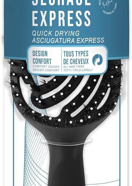 Brosse à cheveux pour démêlage en douceur : séchage express et poils de sanglier pour tous types de cheveux