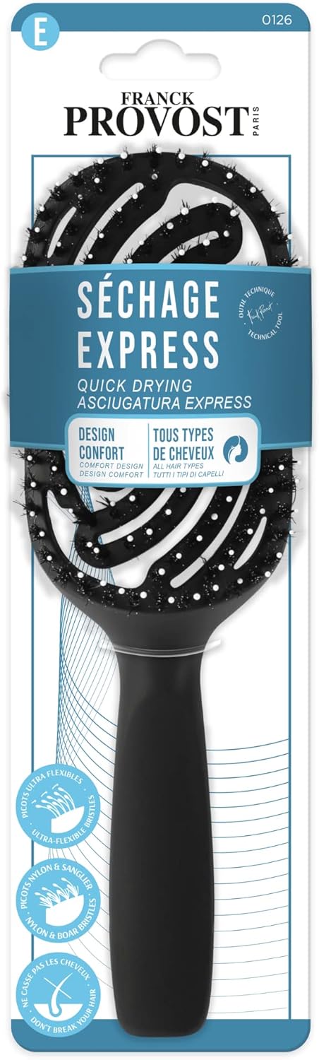 Brosse à cheveux pour démêlage en douceur : séchage express et poils de sanglier pour tous types de cheveux
