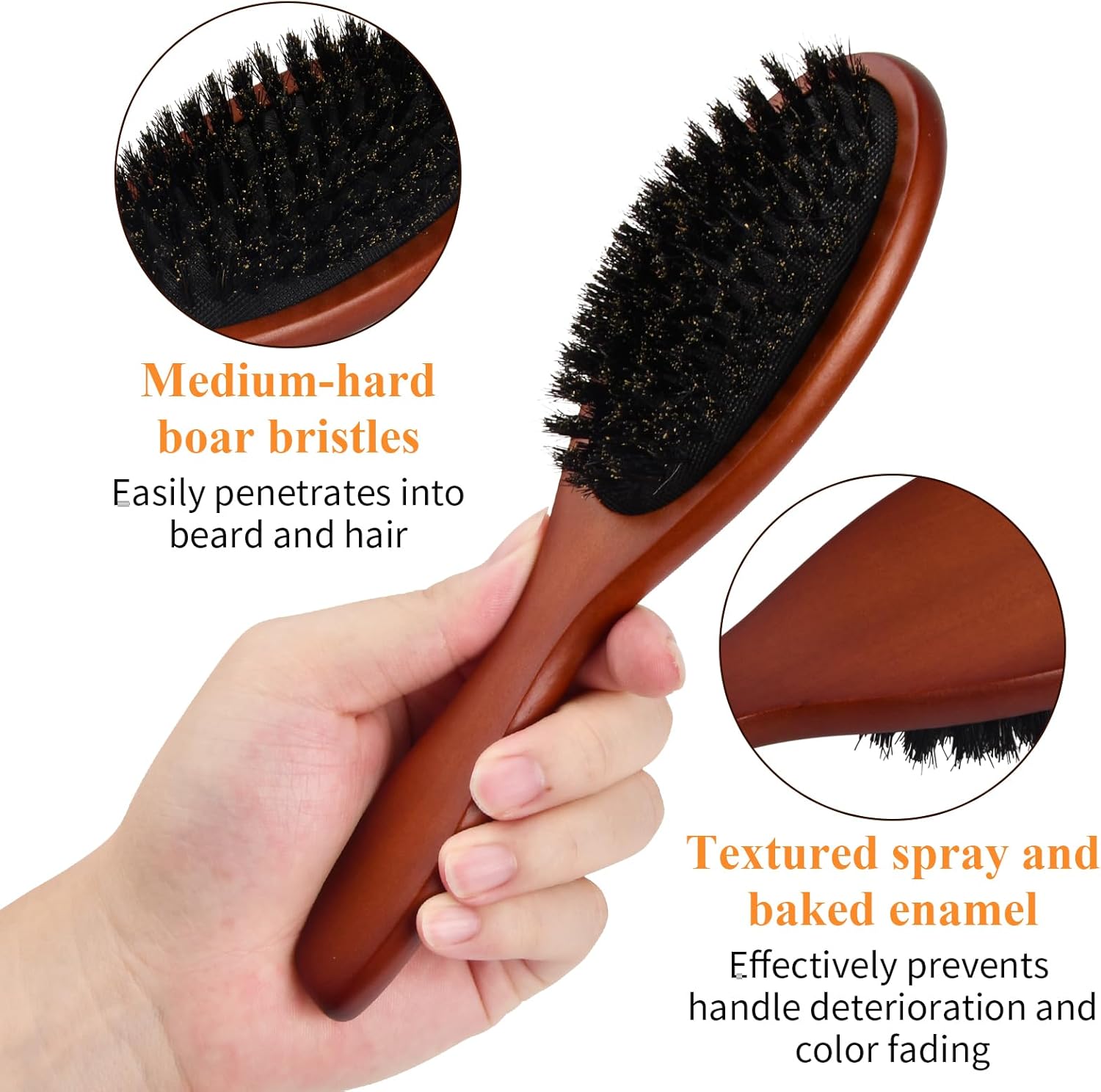 Brosse à cheveux en poils de sanglier : démêlez et coiffez vos cheveux en douceur pour toute la famille – Image 2