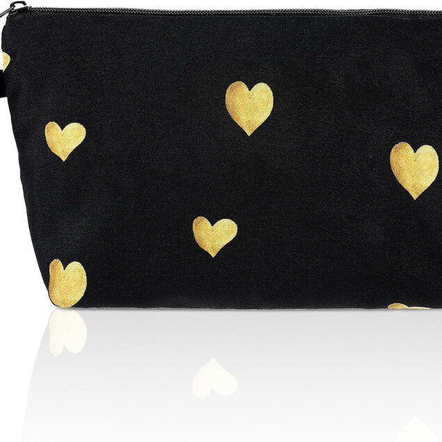Trousse de maquillage de voyage mignonne : un petit sac de rangement en forme de cœur pour vos cosmétiques et pièces de monnaie