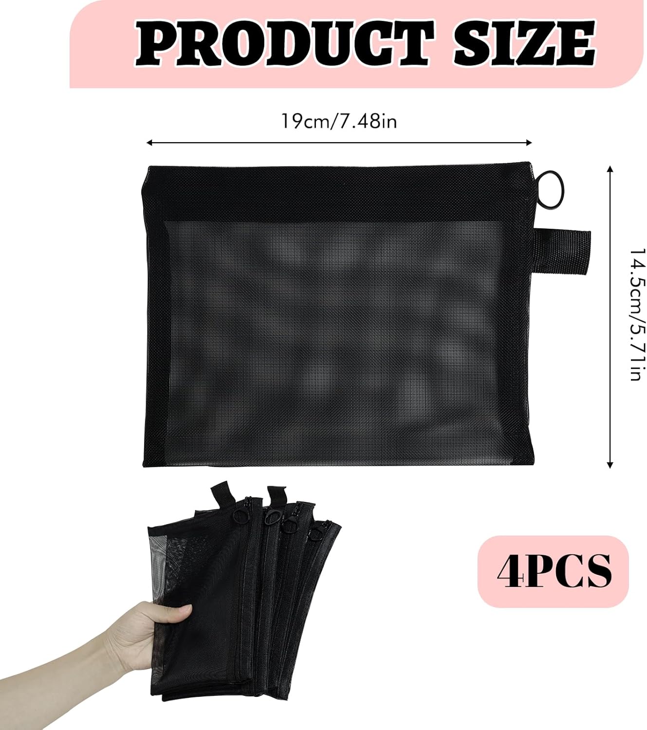 Lot de 4 sacs de rangement de maquillage en maille : élégance et praticité pour les passionnées de beauté – Image 7
