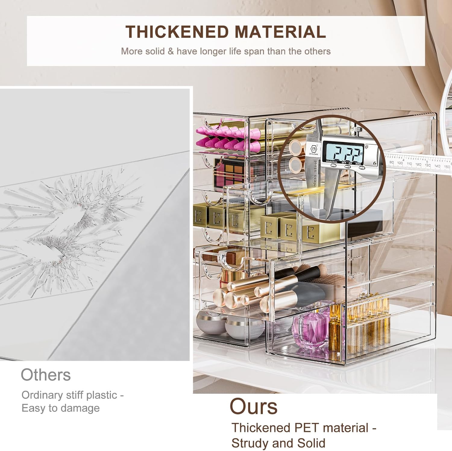 Organisateur de maquillage avec 15 tiroirs : le rangement parfait pour les passionnées de beauté et de bureau – Image 4