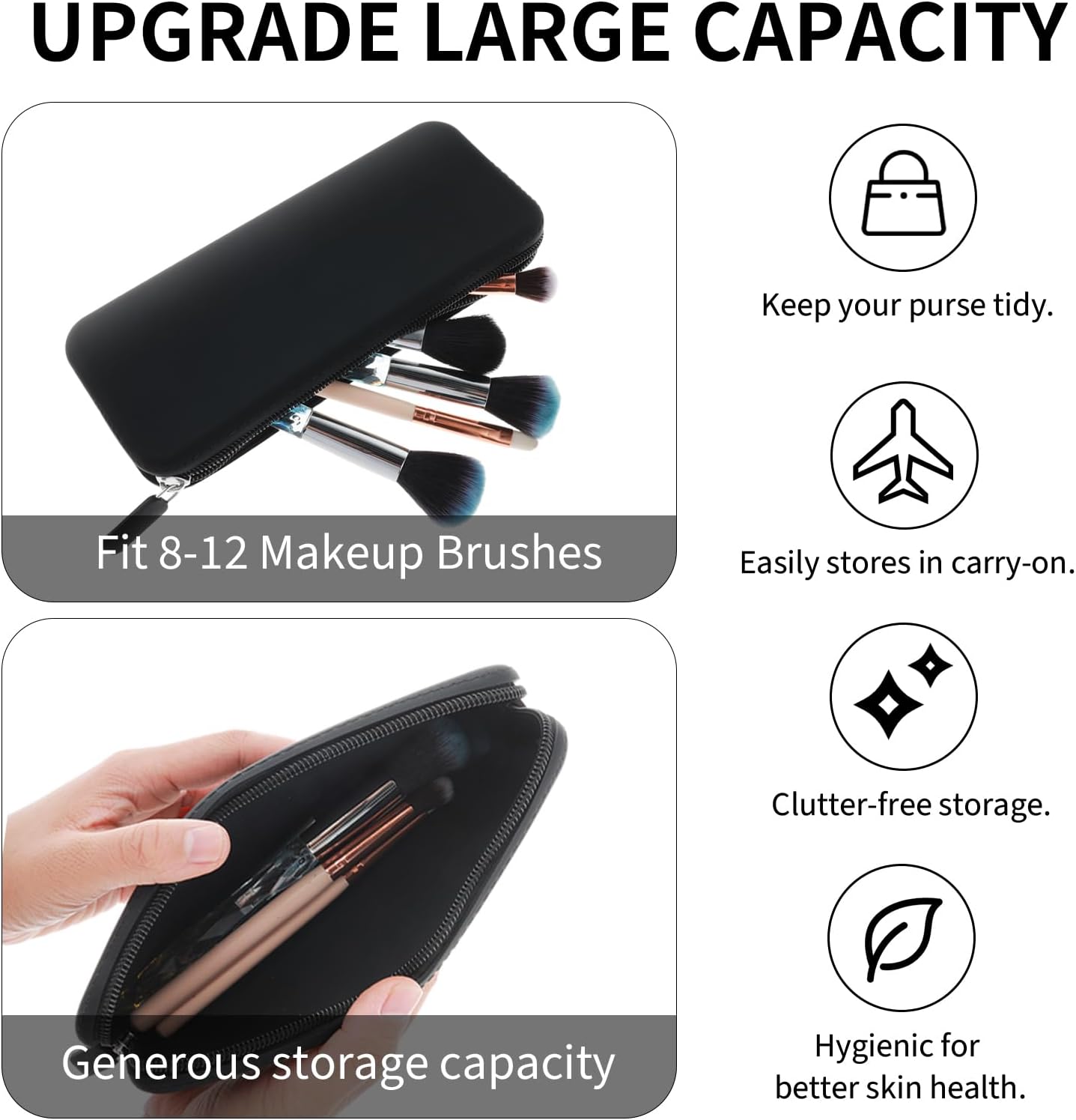 Pochette zippée pour pinceaux de maquillage : le rangement idéal pour femmes, pratique et élégant – Image 4