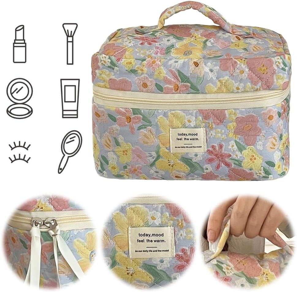 Trousse de toilette matelassée en coton doux : élégance et praticité pour les femmes en voyage – Image 3