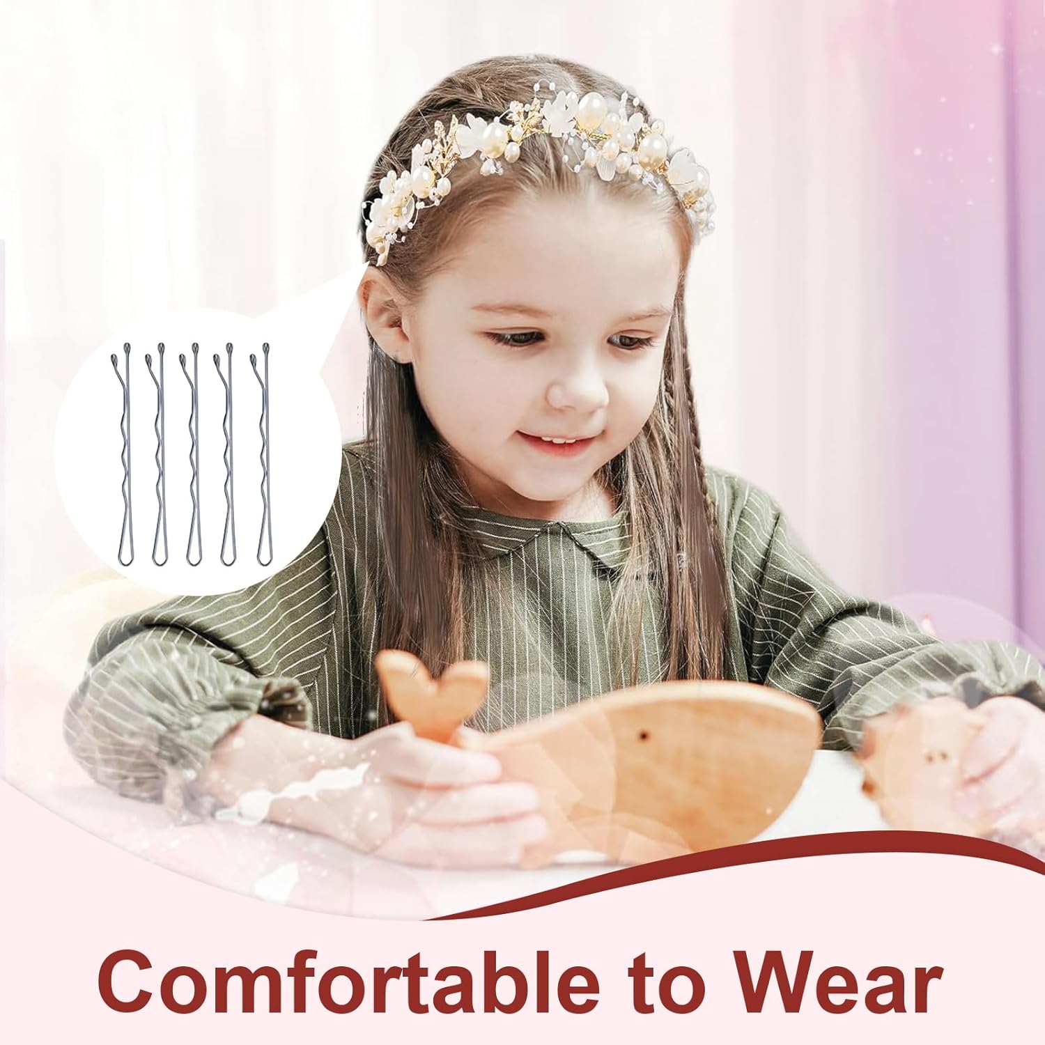 Couronne de fleurs blanche et pinces à cheveux : l'accessoire parfait pour les petites filles lors des mariages et des fêtes – Image 4