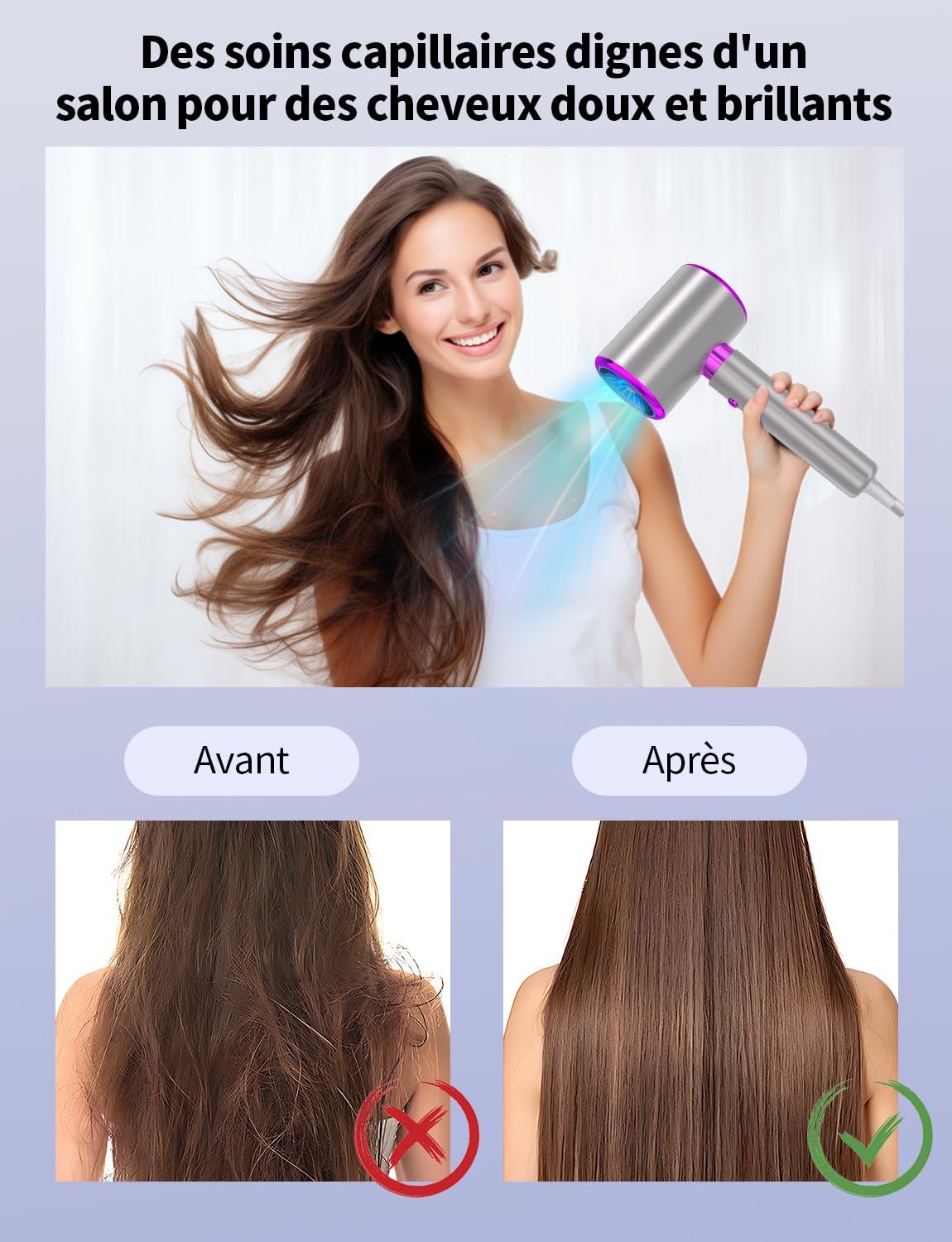 Sèche cheveux ionique 2400W : le compagnon idéal pour des coiffures éclatantes à la maison et en voyage – Image 7