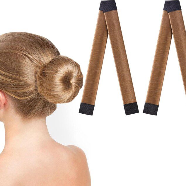 Chignon magique : set de 2 accessoires pour coiffure élégant pour filles et femmes   Créez facilement des chignons sophistiqués avec notre French twist bun maker en brun clair  