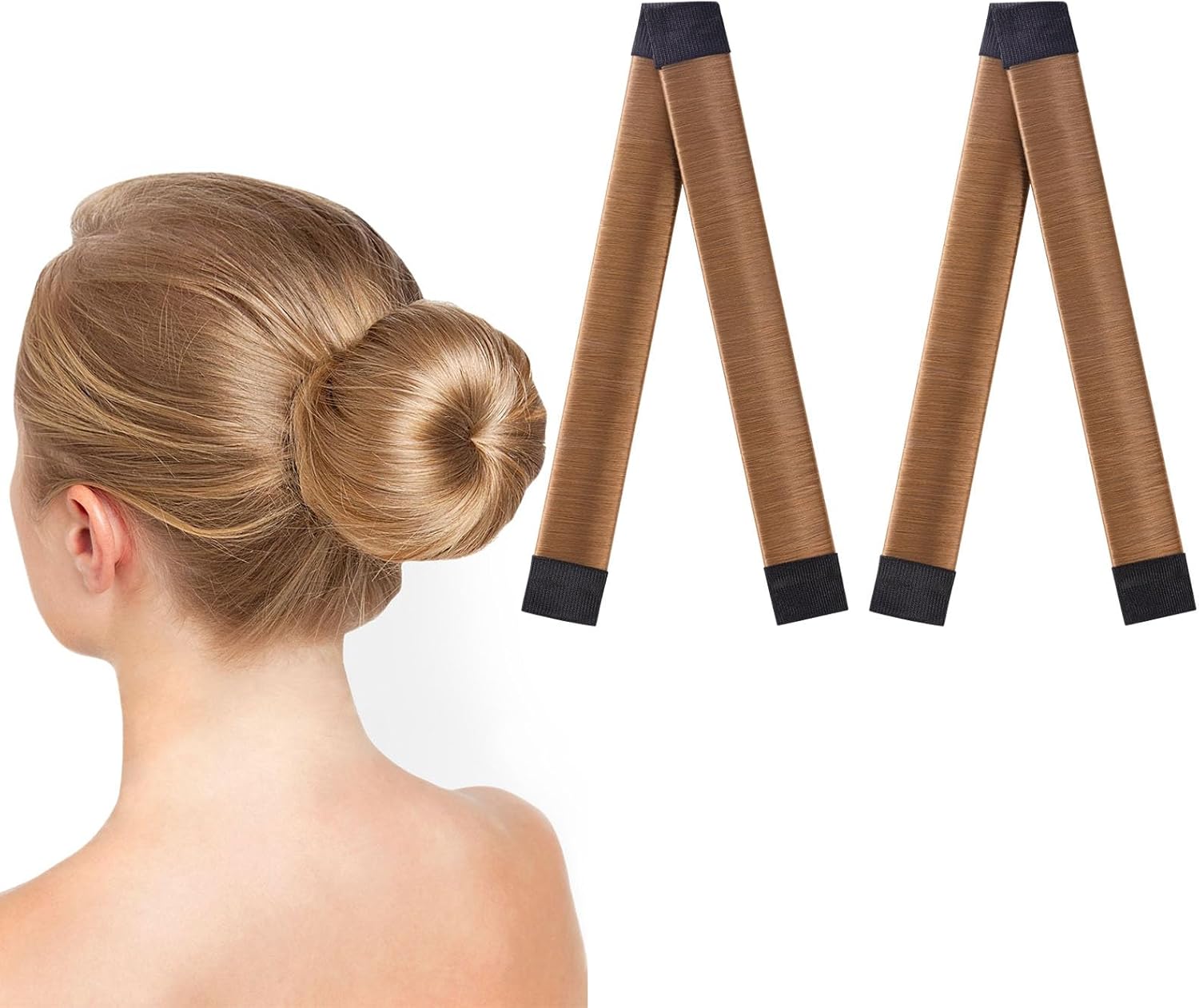 Chignon magique : set de 2 accessoires pour coiffure élégant pour filles et femmes   Créez facilement des chignons sophistiqués avec notre French twist bun maker en brun clair