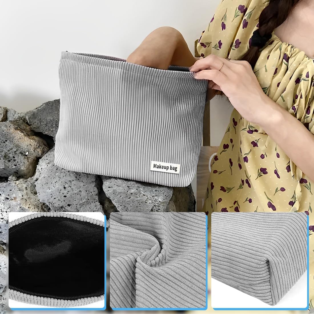 Petite pochette maquillage multifonctionnelle : l’accessoire idéal pour les femmes en voyage Optez pour un sac à cosmétiques à glissière élégant et imperméable pour un quotidien organisé – Image 3