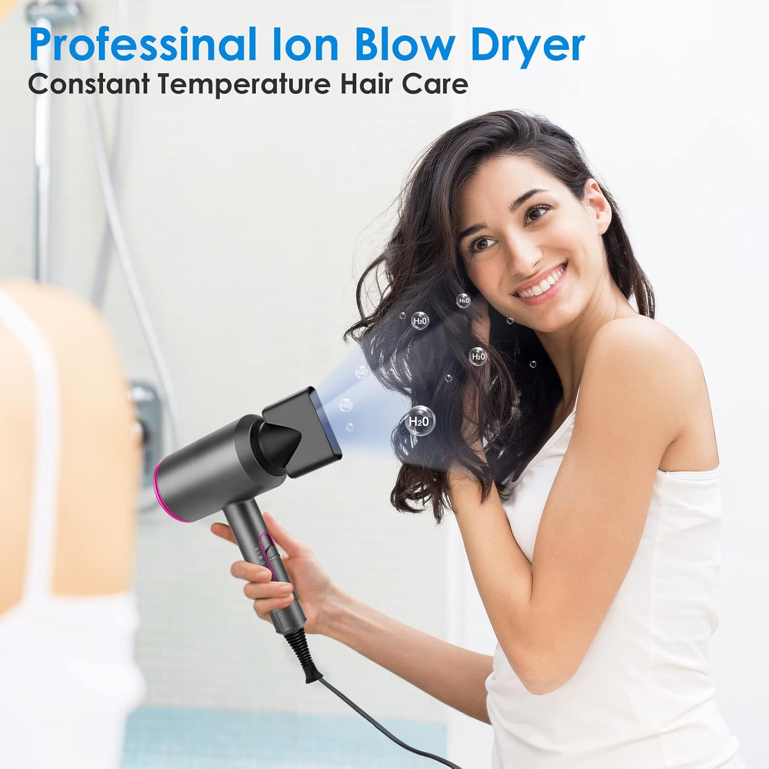 Sèche-cheveux professionnel 2000W : séchage rapide pour femmes et hommes à domicile Profitez de la puissance et de la polyvalence avec 3 vitesses et 2 modes de température – Image 5